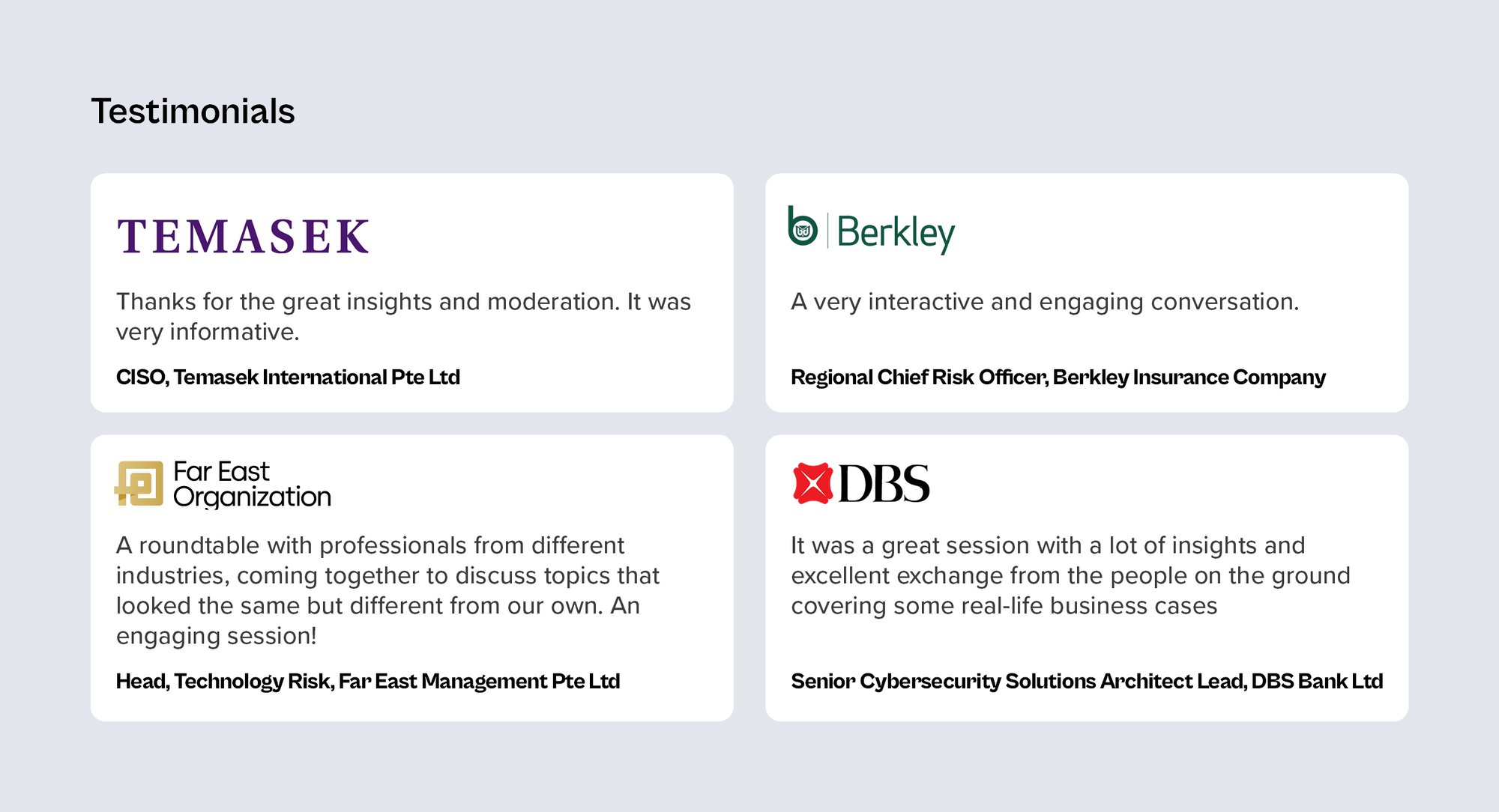 Ecosystm Leaders Roundtable_AI and Cybersecurity Strategies for CISOs to Tackle New Threats and Explore Opportunities_Testimonials Ecosystm Leaders Roundtable_AI and Cybersecurity Strategies for CISOs to Tackle New Threats and Explore Opportunities_Testimonials